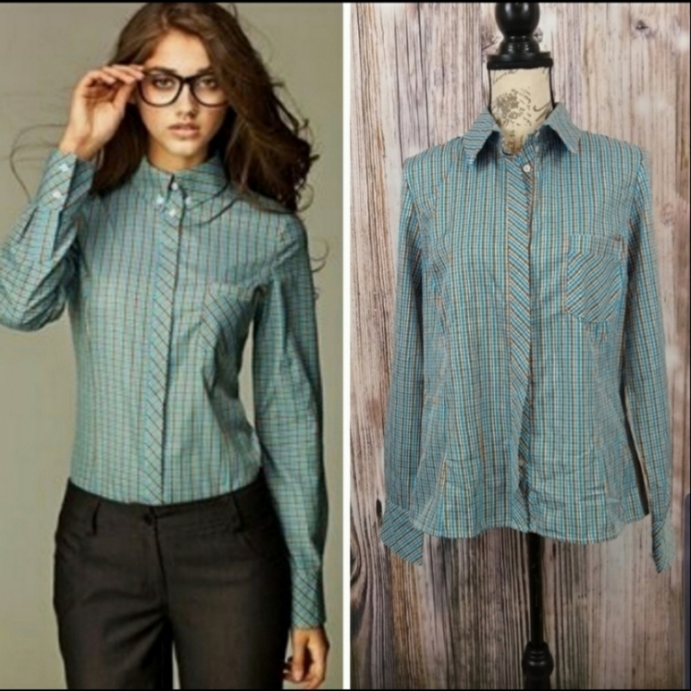Nife Trendy Plaid Checkered Button Down Shirt